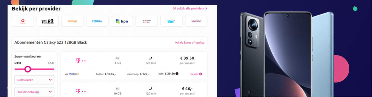 telefoon abonnement vergelijken provider